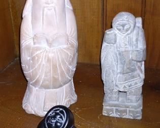 Carved stone Asian and Alaskan  figurines