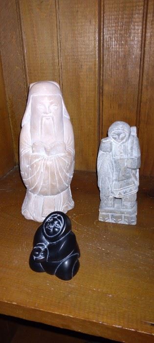 Carved stone Asian and Alaskan  figurines