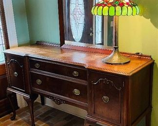 $395   #21 Mahogany sideboard Queen Ann style (some damages)  • 30high 67wide 20deep  

$75   #22 Mahogany mirror rectangular 
