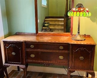 $395   #21 Mahogany sideboard Queen Ann style (some damages)  • 30high 67wide 20deep  

$75   #22 Mahogany mirror rectangular 
