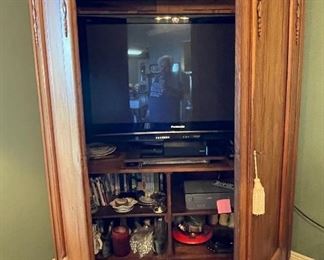 $795 #28 English Pine armoire with 2 bottom drawers • 62high 52wide 19deep