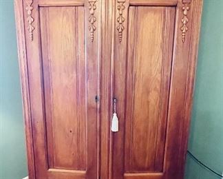 $795   #28 English Pine armoire with 2 bottom drawers  • 62high 52wide 19deep
