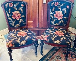 $195   #30 Victorian American 2 chairs black upholstery (1 broken)  • 39high 20wide 22deep 