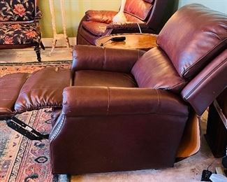 $395   #36 Lift chair brown leather style nailhead • 42high 35wide 40deep