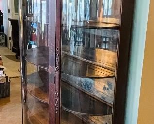 $450   #39 Oak Curio cabinet bowfron
