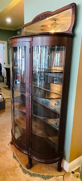 $450   #39 Oak Curio cabinet bowfron