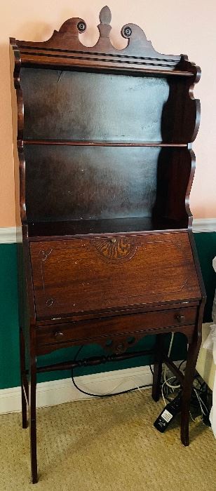 $295 #56 Small drop front secretary (top finial repaired in 2 spots) • 66high 26wide 14deep