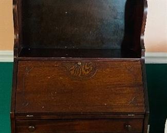 $295   #56 Small drop front secretary (top finial repaired in 2 spots)  • 66high 26wide 14deep