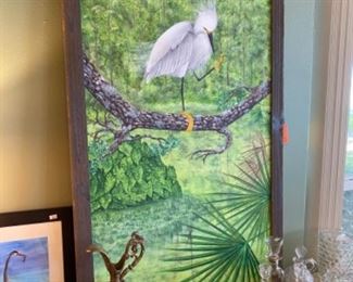 $200 Paul Knerr signed oil painting of Egret 
