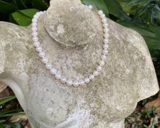 $110 cultured pearls 18” L - 14kt clasp