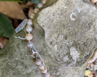 $60 pink single strand pearls 30”