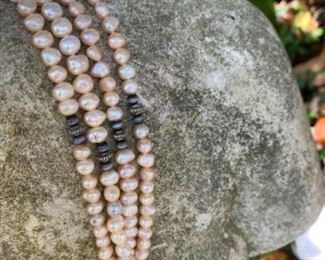 $80 pink pearls 12” 4 strands 