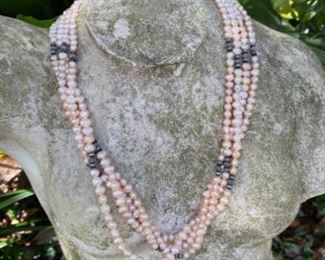 $80 pink pearls 12” 4 strands