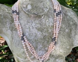 $80 pink pearls 12” 4 strands 