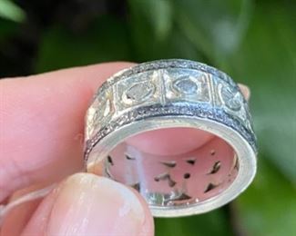 $450 - Rose cut diamonds on Sterling and 18kt gold setting - Size 8