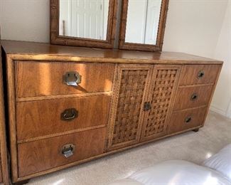 #34___$495
King head, 2 mattresses, dresser, tall chest, lamp table
headboard  • 55 high 84 wide 81 deep
dresser  • 30high 71wide 19deep
two mirrors  • 50 high 20 wide 3deep
armoire  • 55 high 39 wide 19deep
table lamp  • 54high 15across
Glass lamp  • 23high