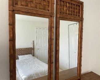 #34___$495
King head, 2 mattresses, dresser, tall chest, lamp table
headboard  • 55 high 84 wide 81 deep
dresser  • 30high 71wide 19deep
two mirrors  • 50 high 20 wide 3deep
armoire  • 55 high 39 wide 19deep
table lamp  • 54high 15across
Glass lamp  • 23high