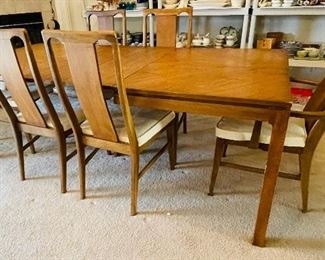 #6___$395
Mid century modern dining table
table • 30high 84wide 40deep
chairs  • 40 high 21wide 24 deep