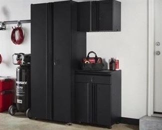 Husky Welded Steel Garage Cabinet Set in Black (3-Piece)