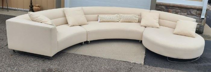 Calcutta Three Piece Cream Curved Sectional by Lazar Furniture - Good Condition	