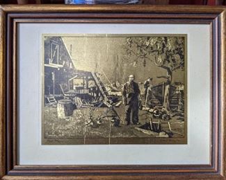 Framed Lionel Barrymore Foil Etching "Point Mugu"