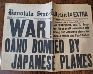Honolulu Star Newspaper - Oahu Bombing 12-7-1941