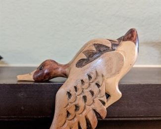 Mantle Edge Wood Carved Duck