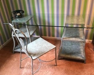 Glass Top Desk and Chair