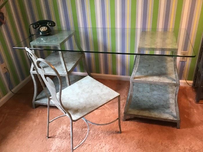 Glass Top Desk and Chair