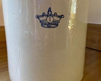 Vintage 1 Gallon Blue Crown Stoneware Crock