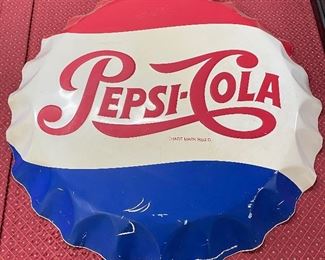 Newer Tin Pepsi Cola Bottle Cap Sign