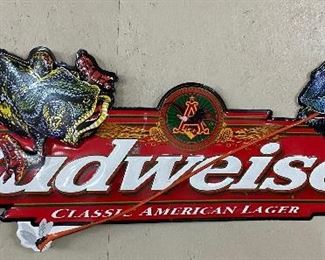 Tin Budweiser Beer Sign (Frogs)