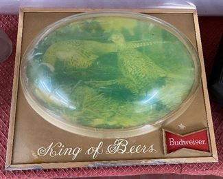 Vintage Plastic Budweiser "King of Beers" Light Up Sign (Pheasants)