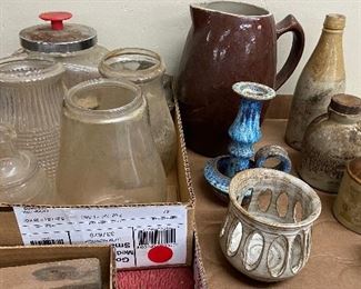 Stoneware Bottles and Glass Lantern Inserts