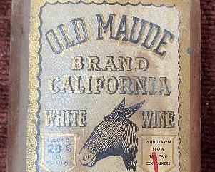 Old Car Cal Winery Greensboro, N.C. with Old Maude White Wine Paper Label Bottle