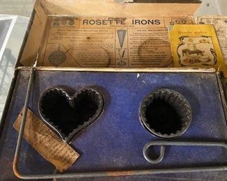 Old Cast Iron Rosette Irons in Box