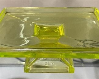 Old Clarks Vaseline Glass Teaberry Gum Stand 