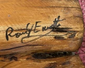 Signature on Wooden Dolphin Statue