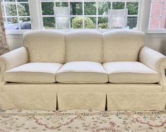 A Soft Buttercream Damask Upholstered Three Seat Sofa
Lot #: 6