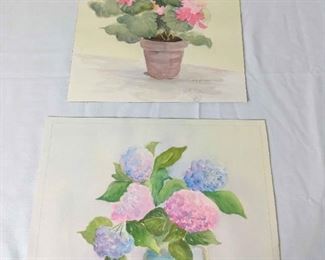 2 Original Floral Watercolors By Steinbrecher