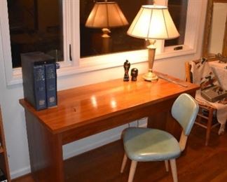 Teak danish modern - mid century - desk and tourquoise mid-century desk chair
