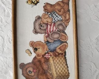 Counted cross stitch Teddy Bear piece 
