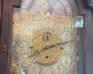 ANTIQUE WALTHAM MOON FACE TALL GRANDFATHER CLOCK