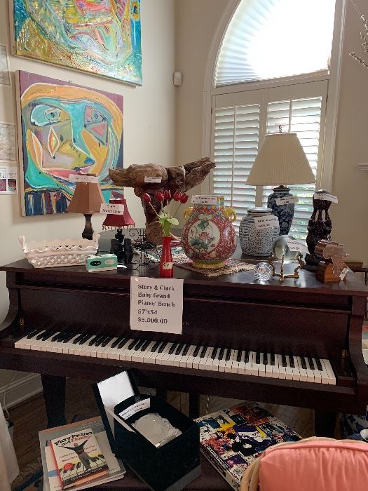 Baby Grand Piano/ bench - Story and Clark                                    Art Work above 2 pix by Kelly Fischer ( more of her art on Sale