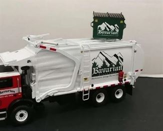 First Gear # 19-3093 Mack MR Front End Loader Refuse Truck w/ Trash Bin * Bavarian Waste * 1:34