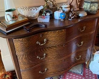 Oak three drawer chest loaded with treasures!