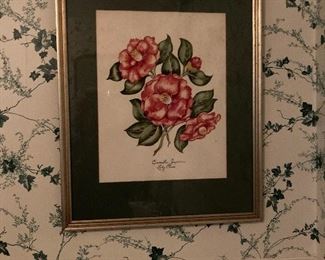 One of two original camellia paintings