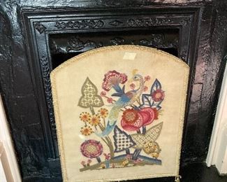 Crewel work fire screen