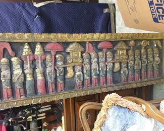 Hand Carved Wood Egyptian Wall Relief Sculpture Wall Plaque