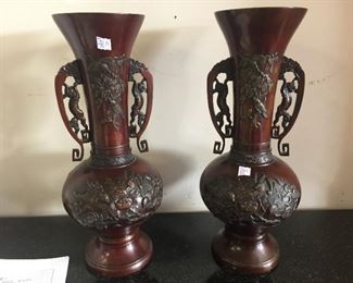 Cold Painted Bronze Vases